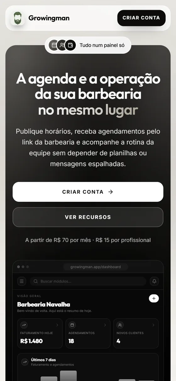 O mesmo site no celular
