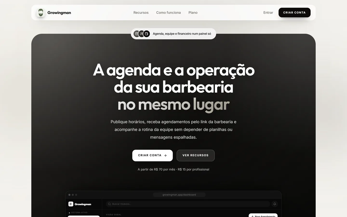 Site do Growingman no desktop