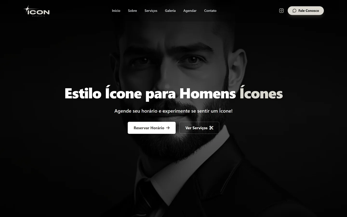 Site da Icon Barbearia no desktop